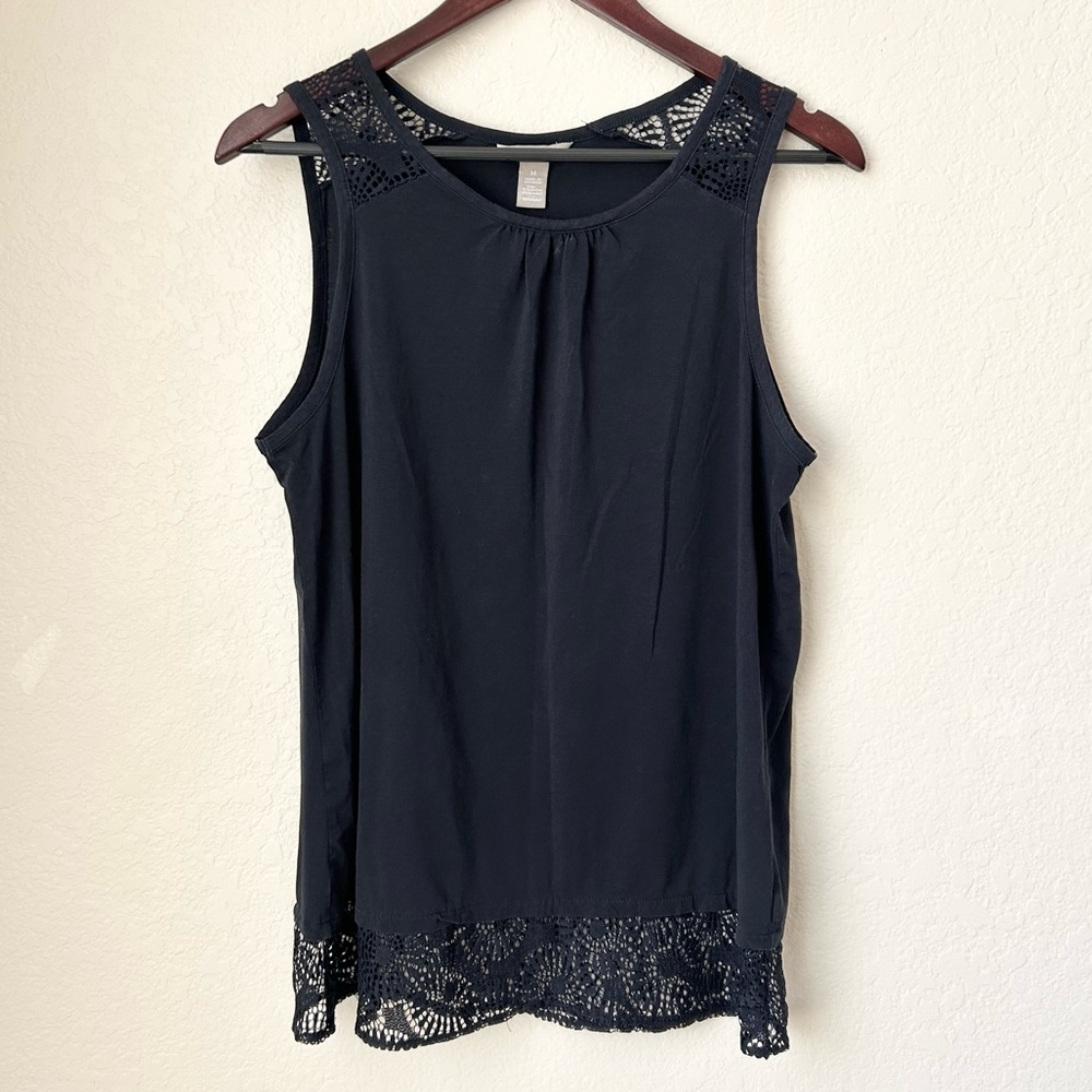 Banana Republic Black Lace Sleeveless Tank Top Size M